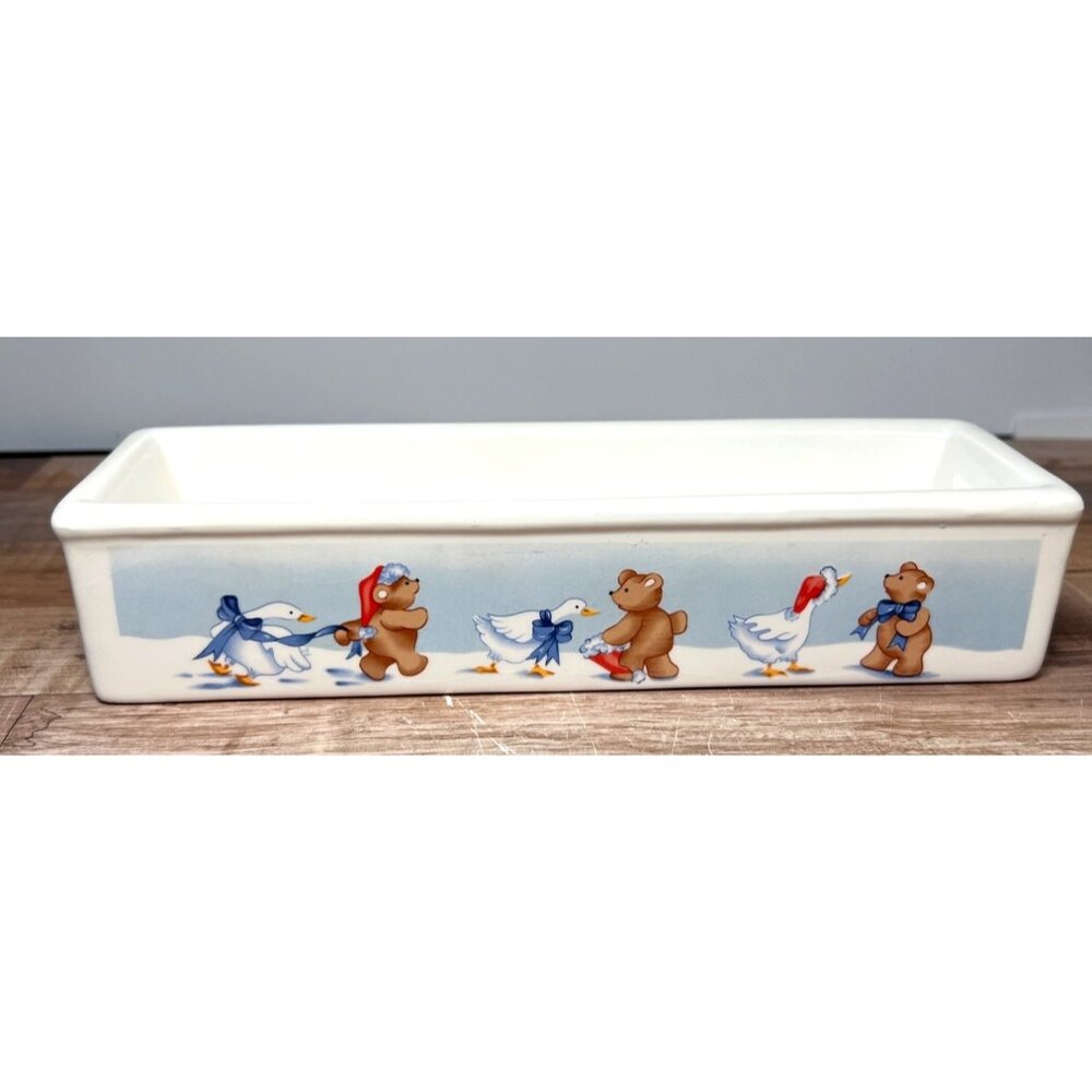 House Of Lloyd 1988 Ceramic Cracker Dish With Bear & Goose Design